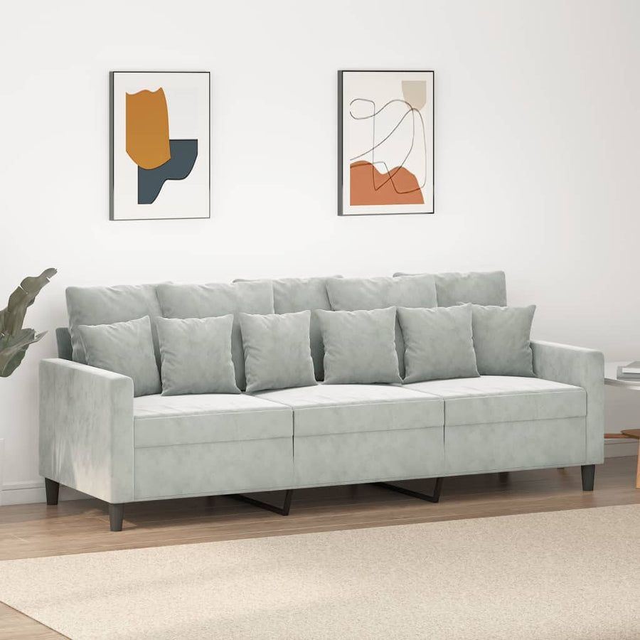 Driezitsbank Fluweel 180 cm Lichtgrijs