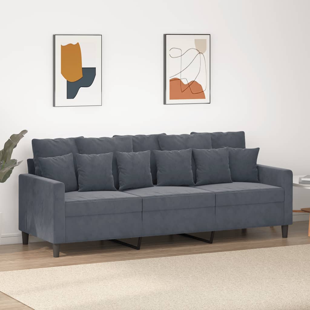 Driezitsbank Fluweel 180 cm Donkergrijs