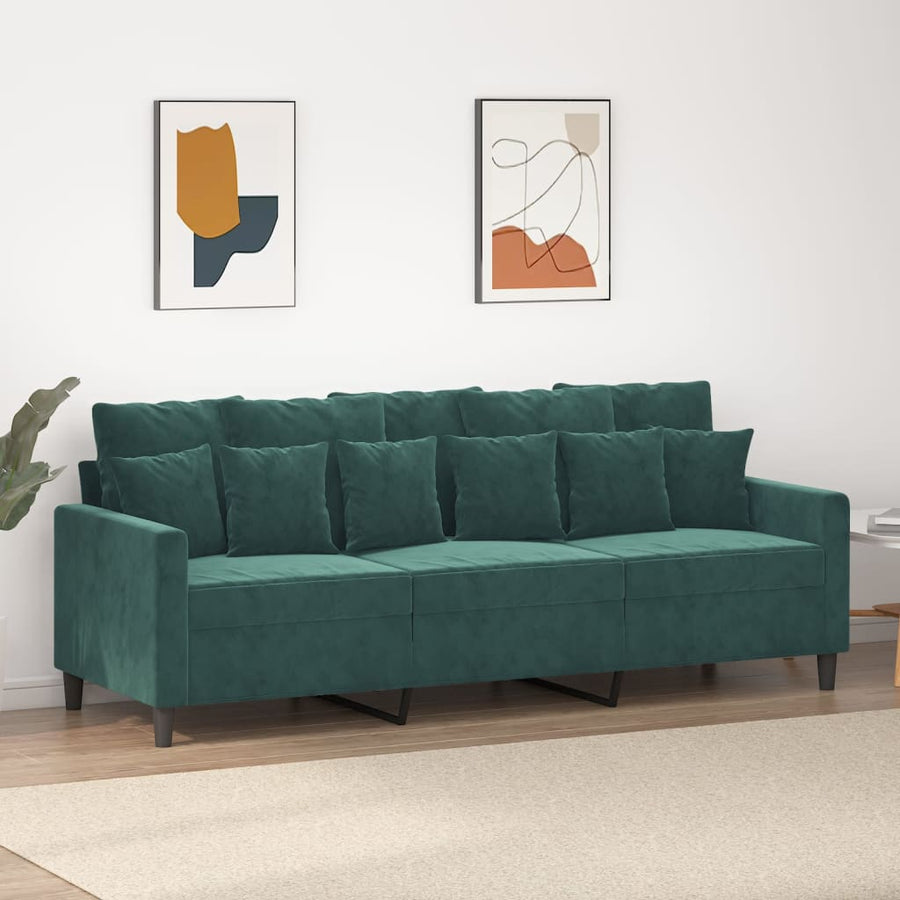 Driezitsbank Fluweel 180 cm Donkergroen