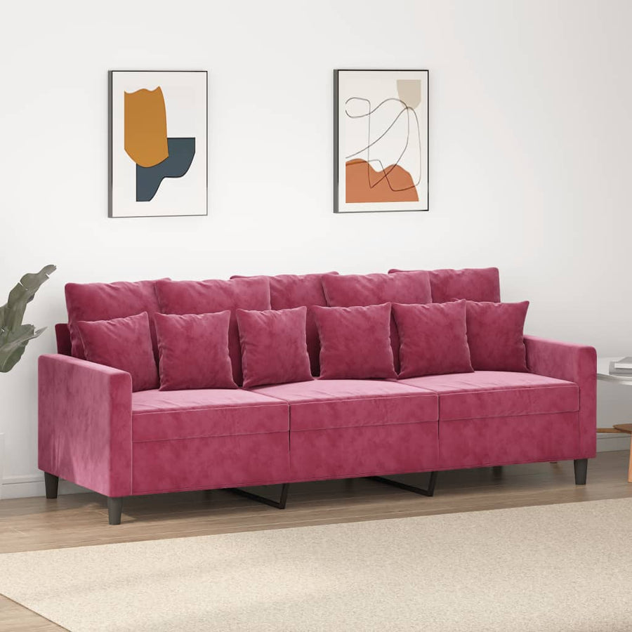 Driezitsbank Fluweel 180 cm Wijnrood