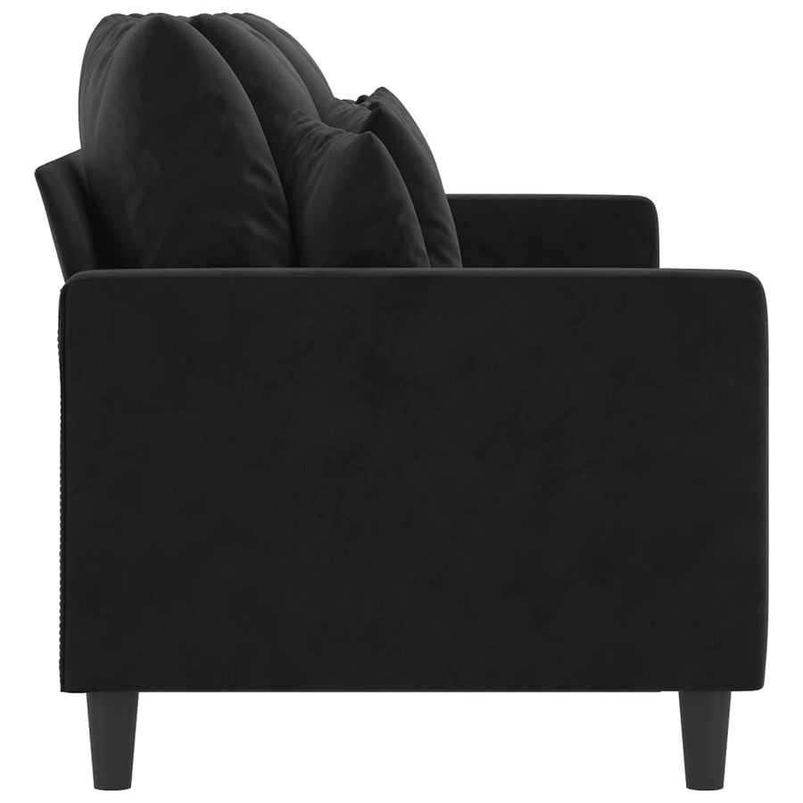 Driezitsbank 180 cm fluweel zwart 180 cm Zwart