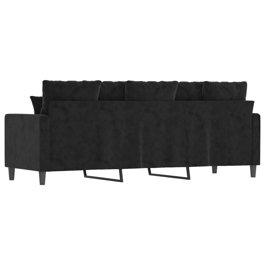 Driezitsbank 180 cm fluweel zwart 180 cm Zwart