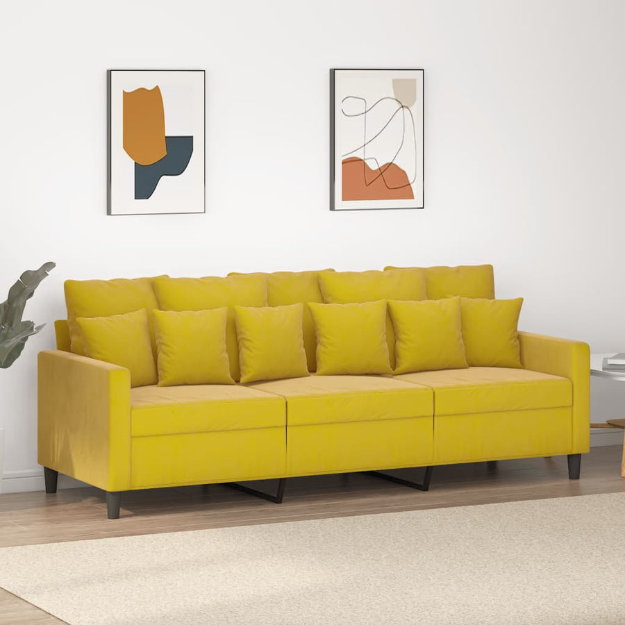Driezitsbank Fluweel 180 cm Geel