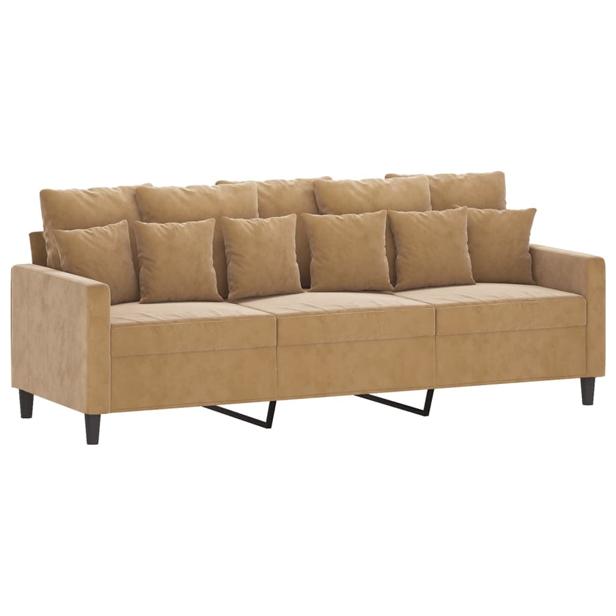 Driezitsbank Fluweel 180 cm Bruin