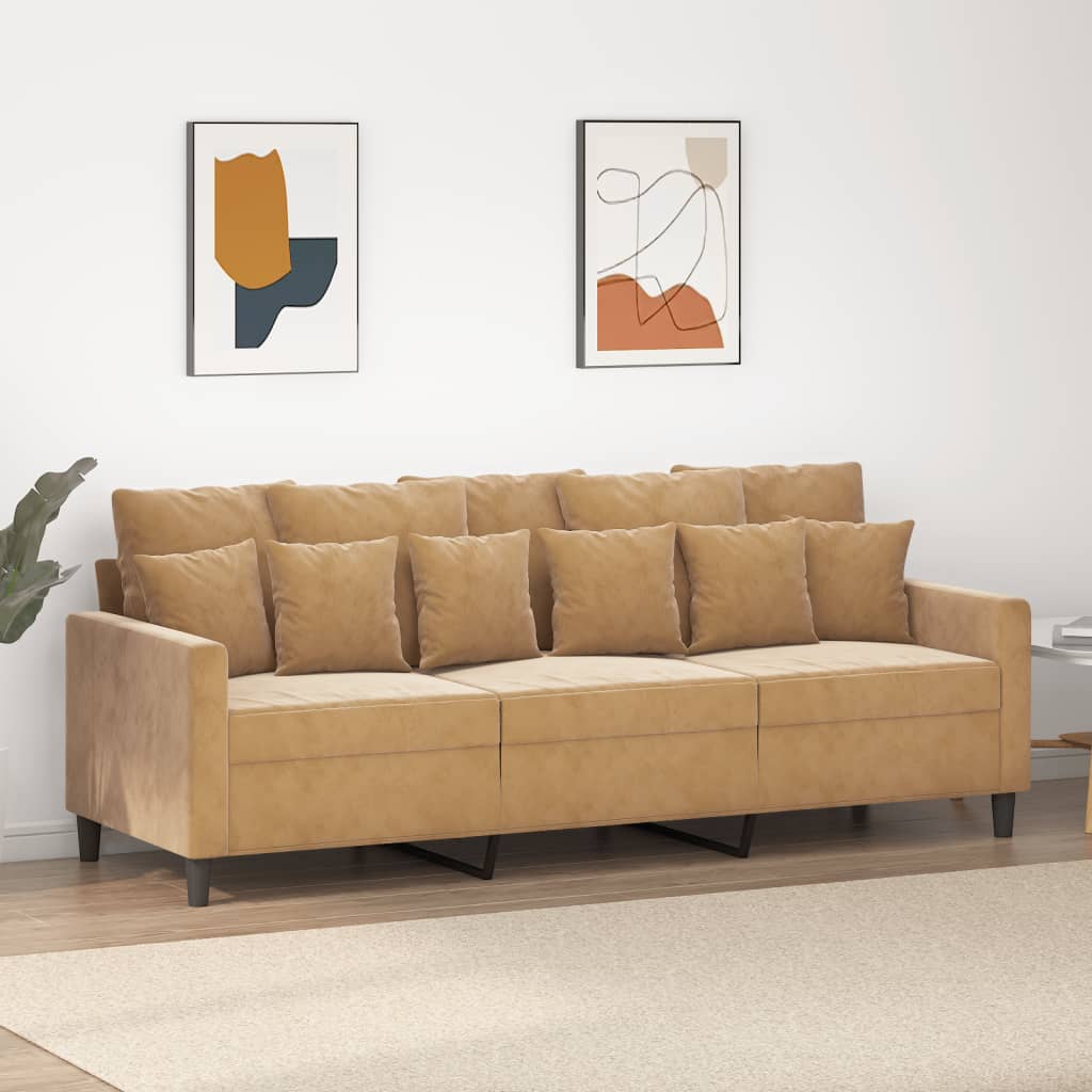 Driezitsbank Fluweel 180 cm Bruin