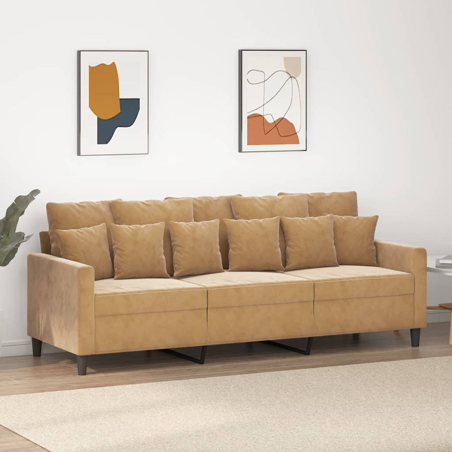 Driezitsbank Fluweel 180 cm Bruin