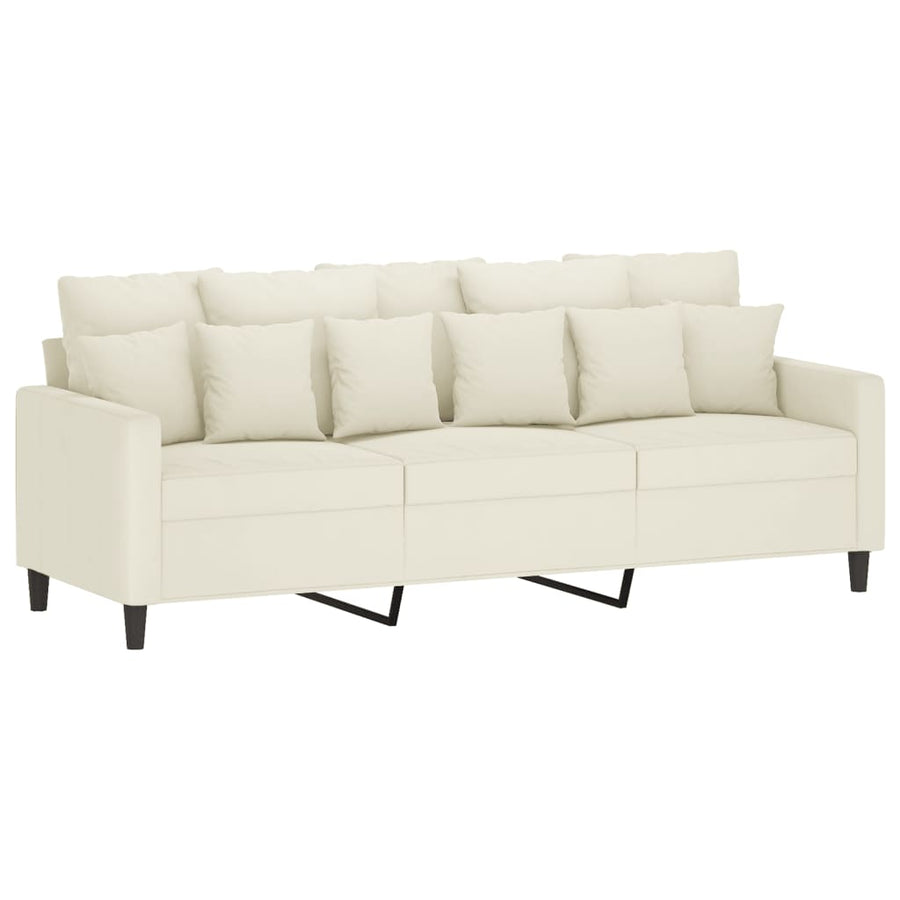Driezitsbank Fluweel Kleurig 180 cm Crème