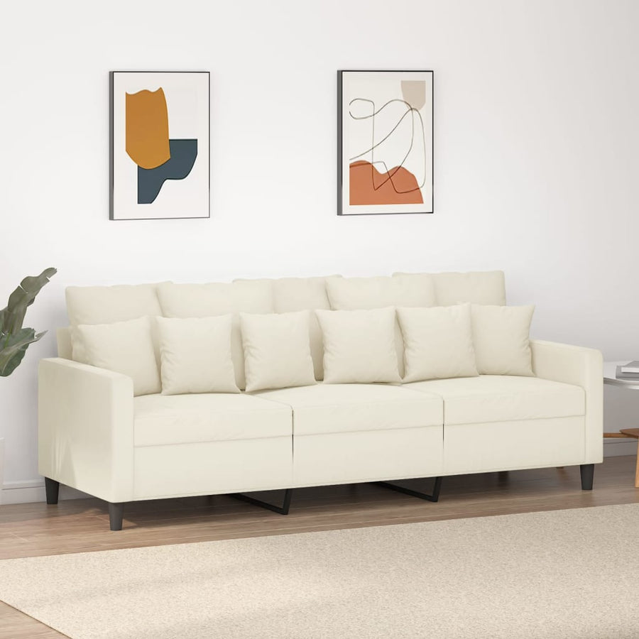 Driezitsbank Fluweel Kleurig 180 cm Crème