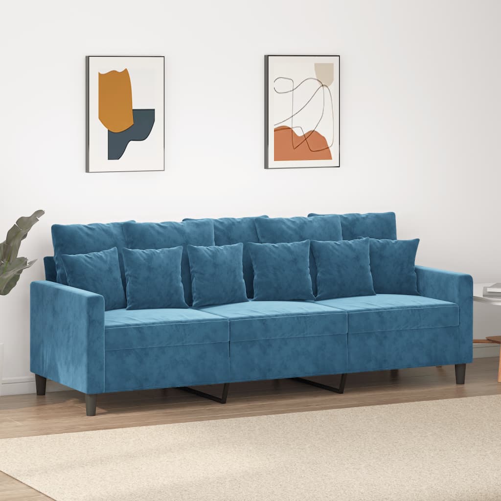 Driezitsbank Fluweel 180 cm Blauw