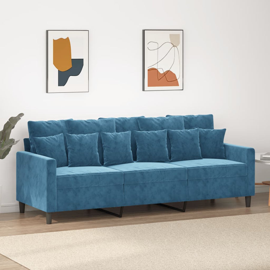 Driezitsbank Fluweel 180 cm Blauw