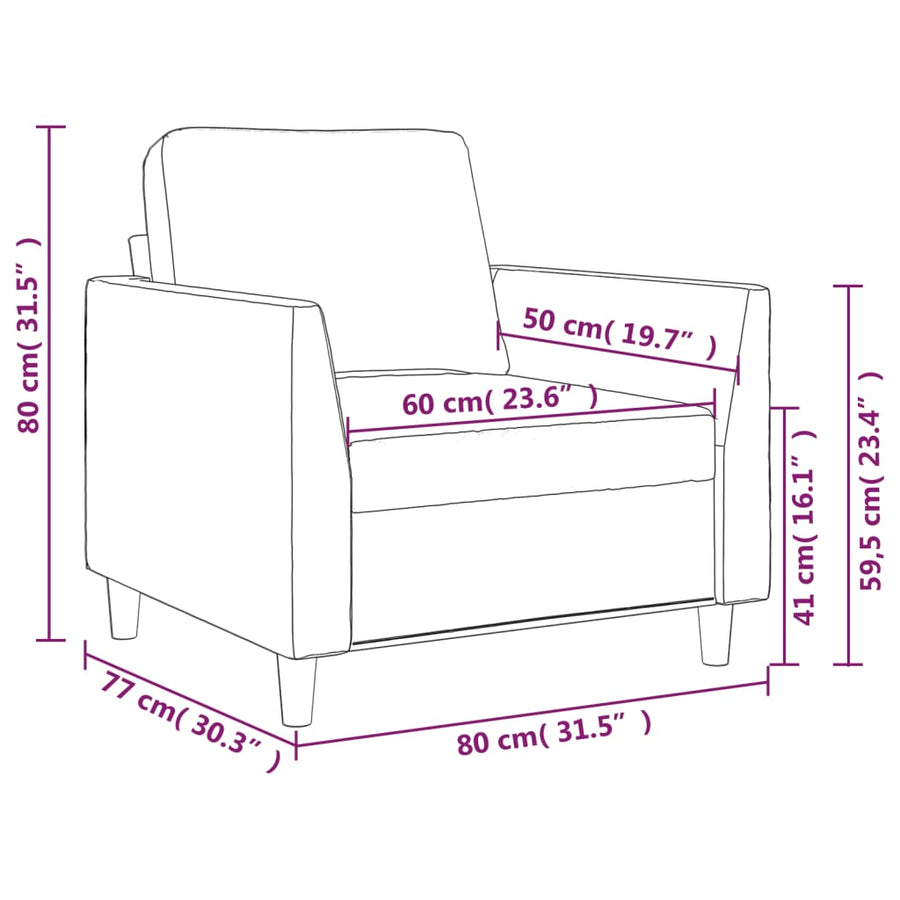 Fauteuil Kunstleer 60 cm Zwart