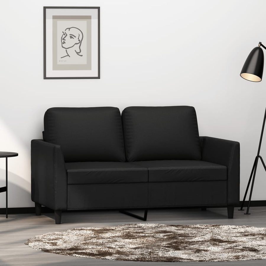 Tweezitsbank Kunstleer 120 cm Zwart