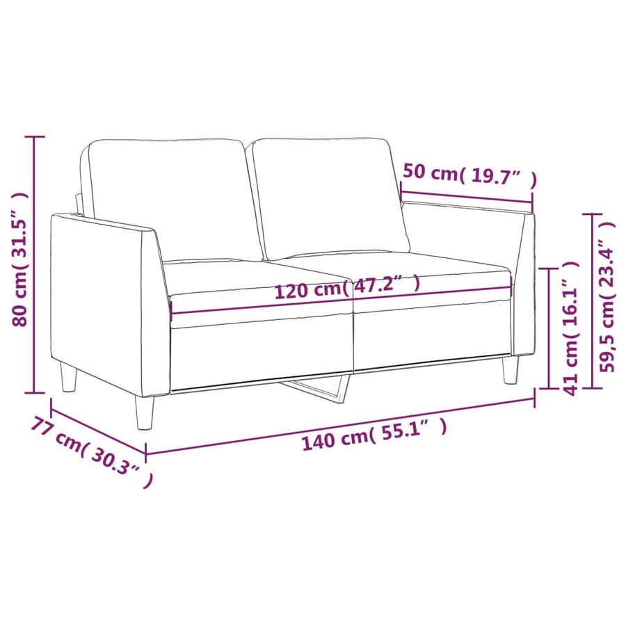 Tweezitsbank Kunstleer Kleurig 120 cm Cappuccino