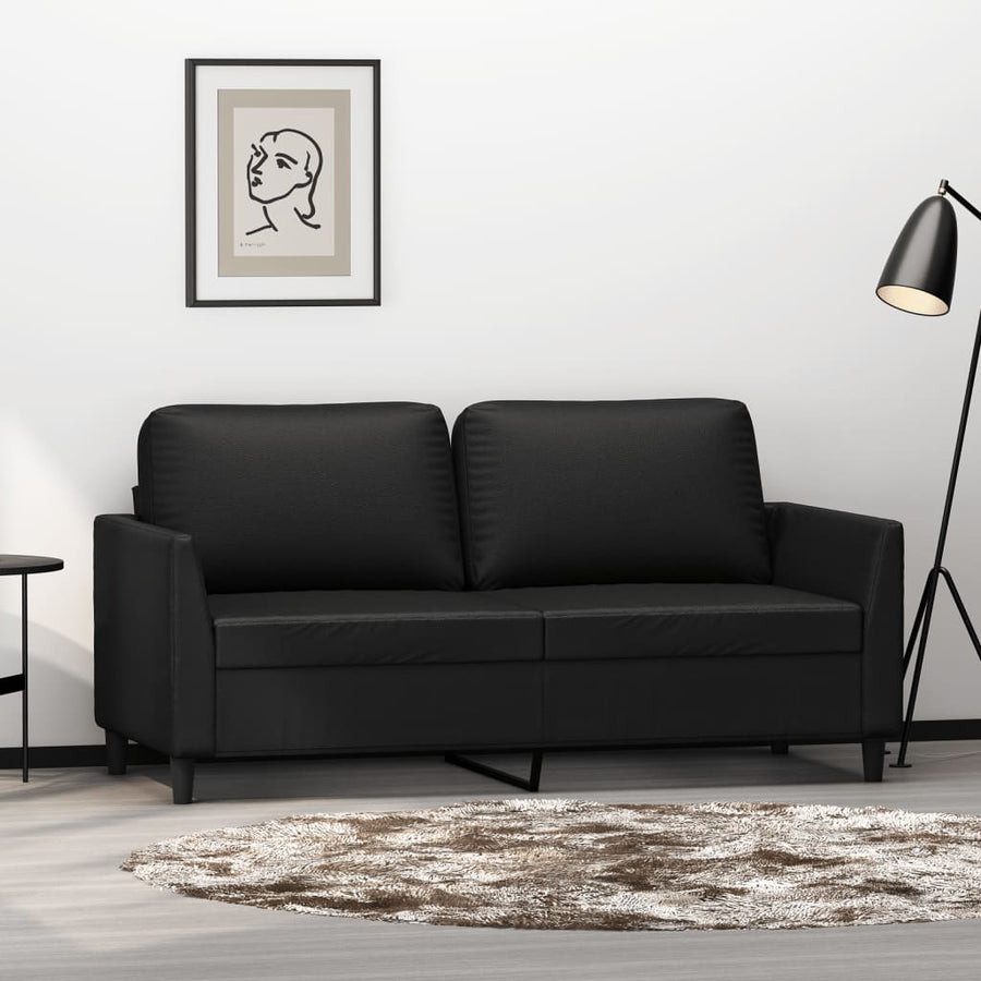 Tweezitsbank Kunstleer 140 cm Zwart