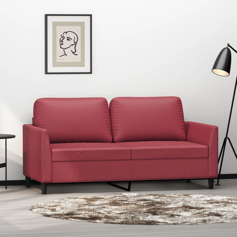 Tweezitsbank Kunstleer 140 cm Wijnrood