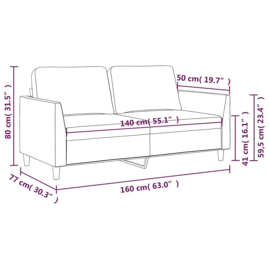 Tweezitsbank Kunstleer Kleurig 140 cm Cappuccino