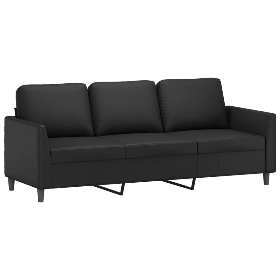 Driezitsbank Kunstleer 180 cm Zwart