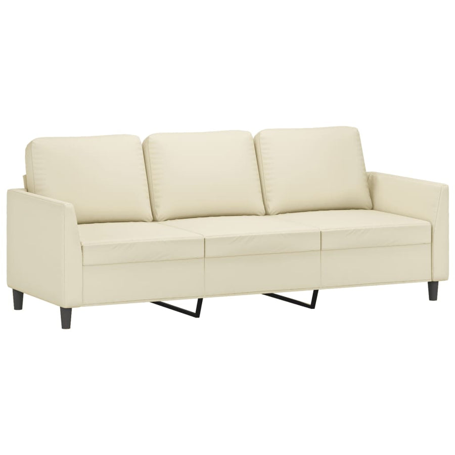 Driezitsbank Kunstleer Kleurig 180 cm Crème