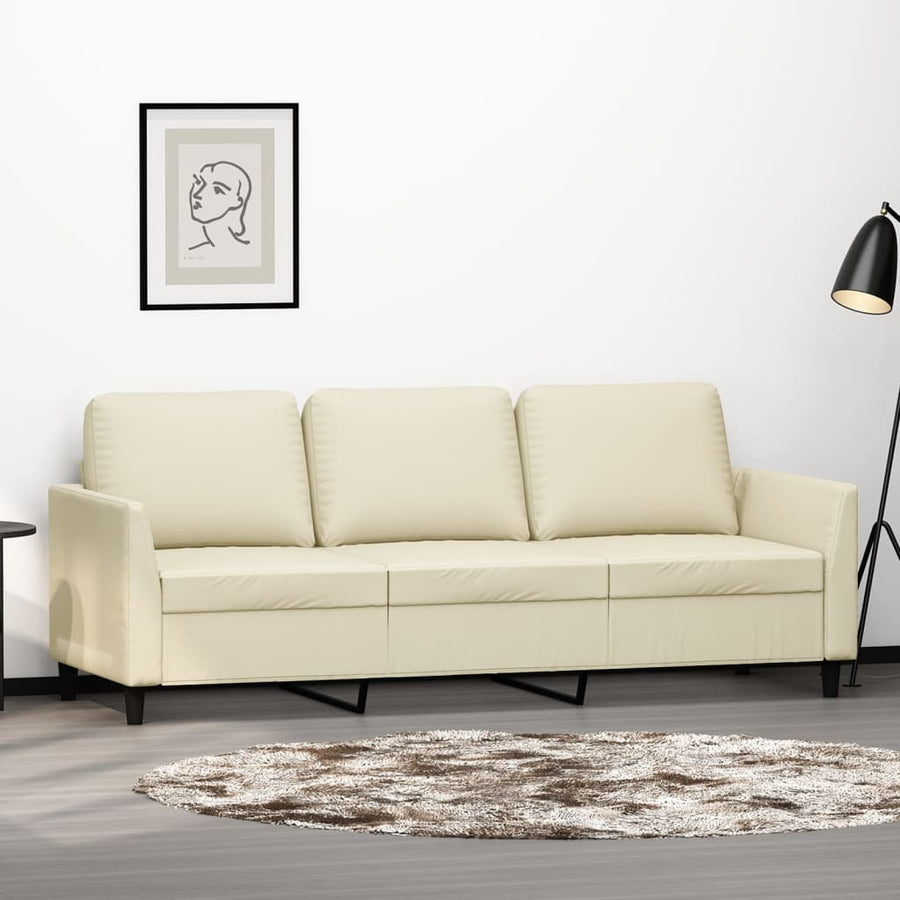 Driezitsbank Kunstleer Kleurig 180 cm Crème