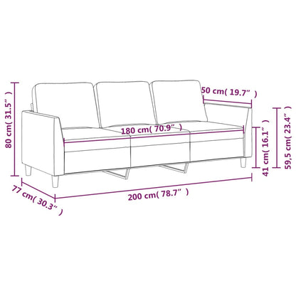 Driezitsbank Kunstleer 180 cm Grijs