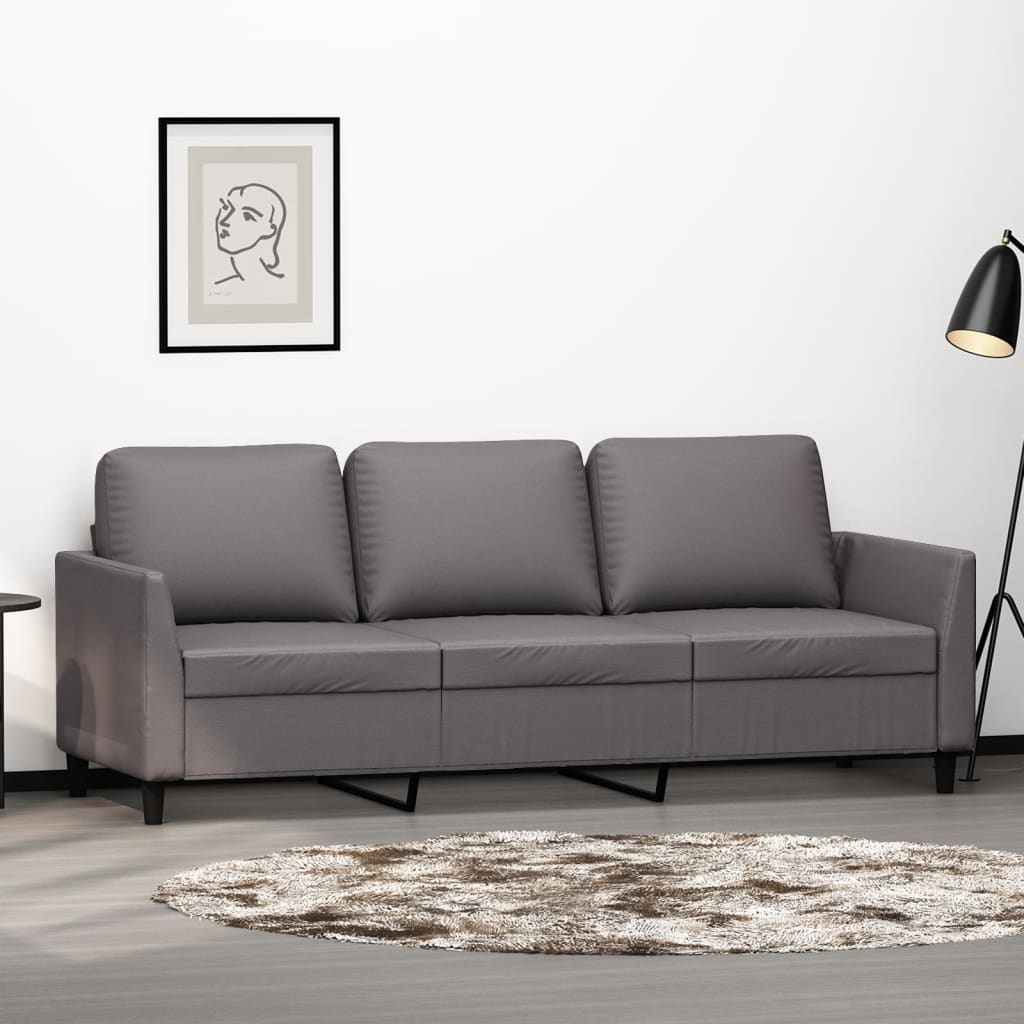 Driezitsbank Kunstleer 180 cm Grijs
