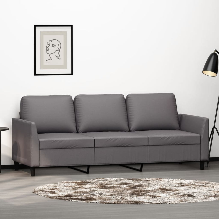 Driezitsbank Kunstleer 180 cm Grijs