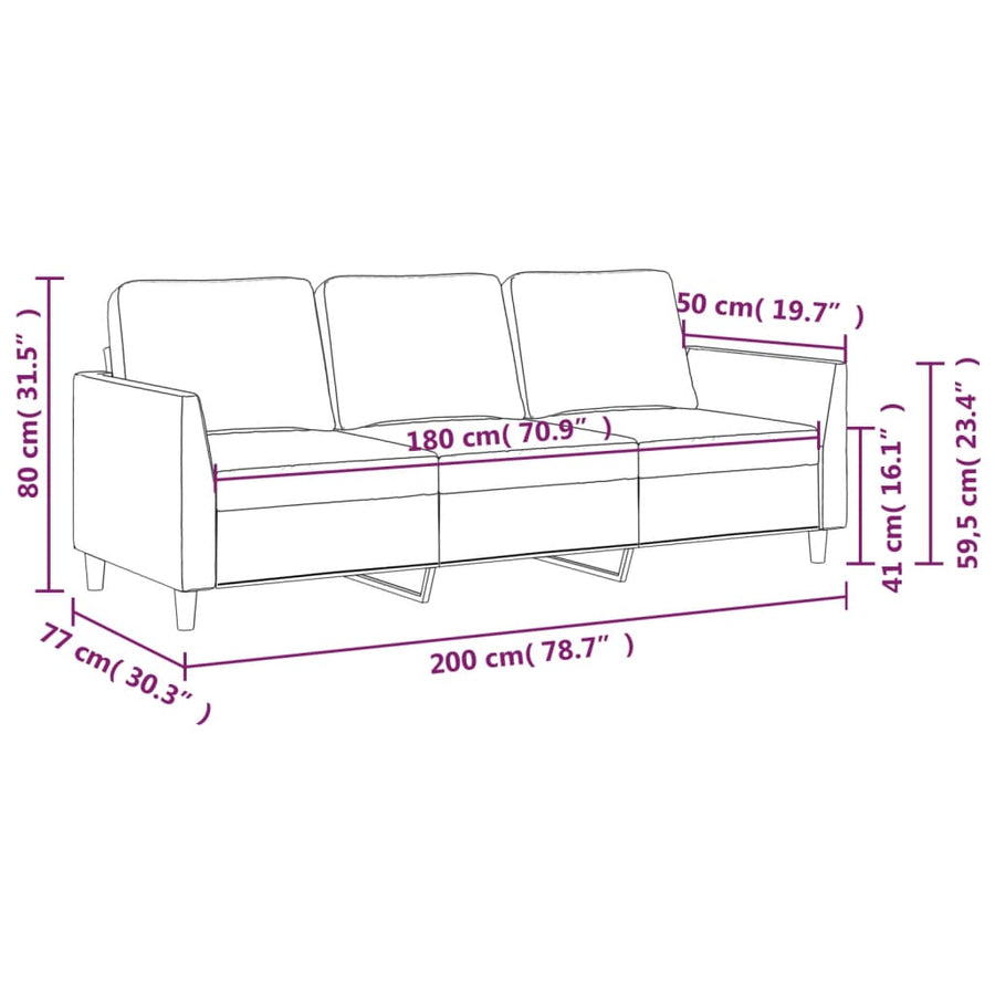Driezitsbank Kunstleer Kleurig 180 cm Cappuccino