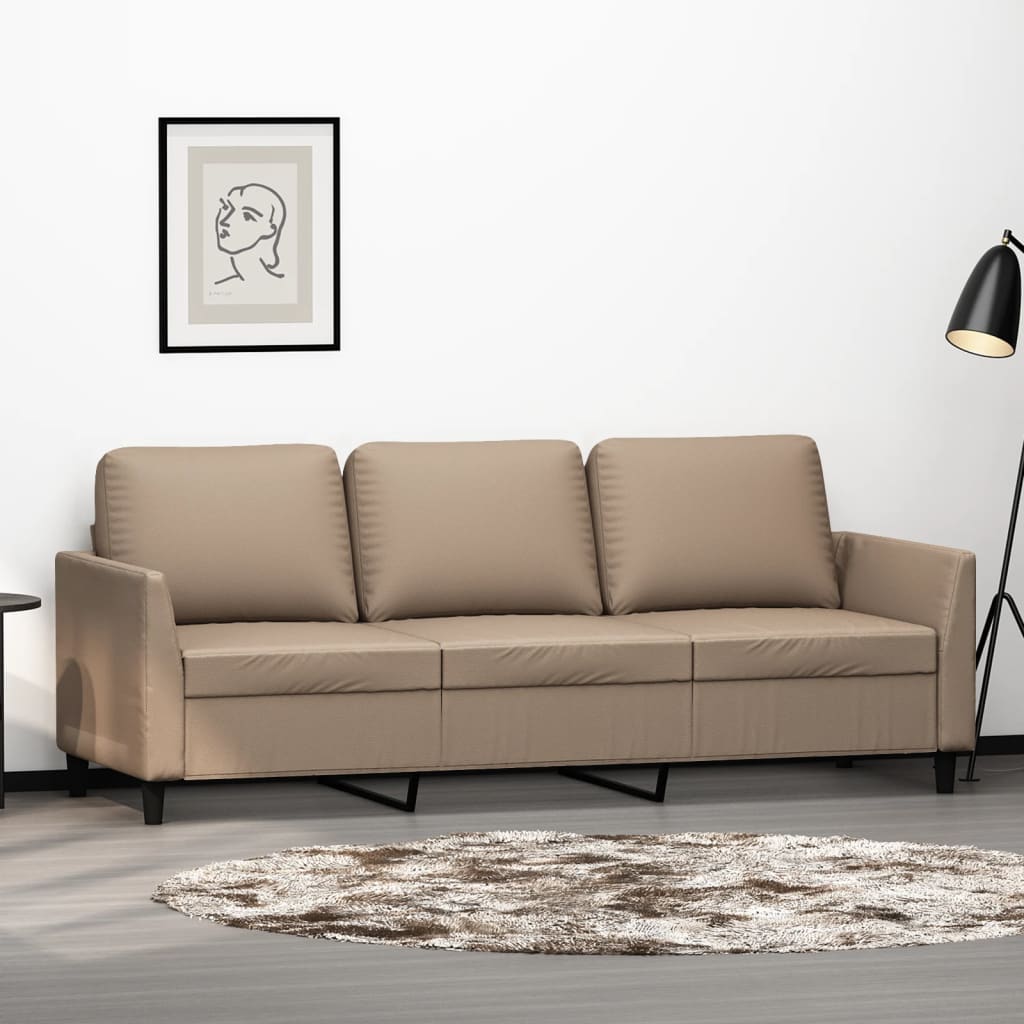 Driezitsbank Kunstleer Kleurig 180 cm Cappuccino