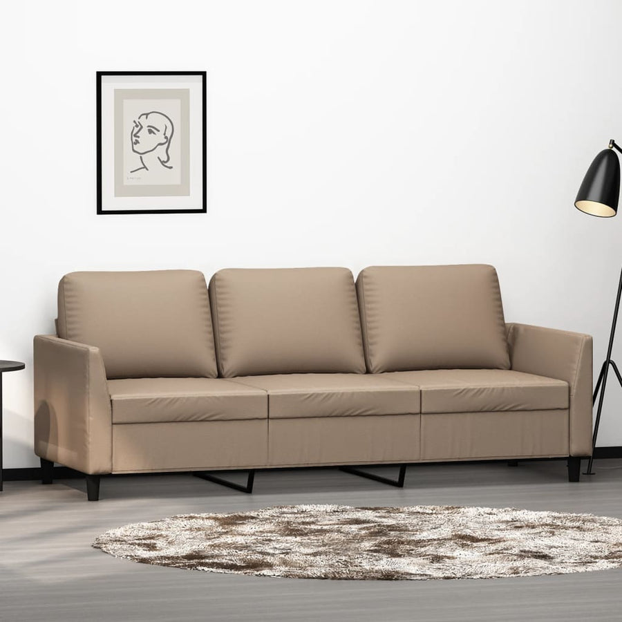 Driezitsbank Kunstleer Kleurig 180 cm Cappuccino