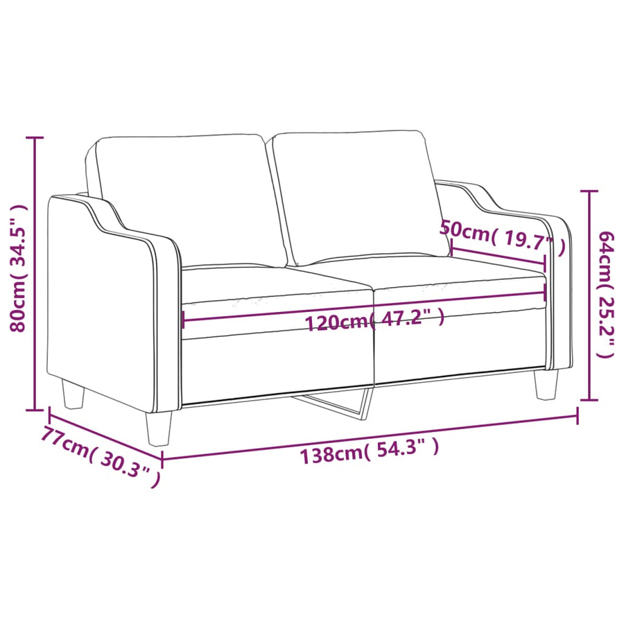 Tweezitsbank Stof 120 cm Lichtgeel