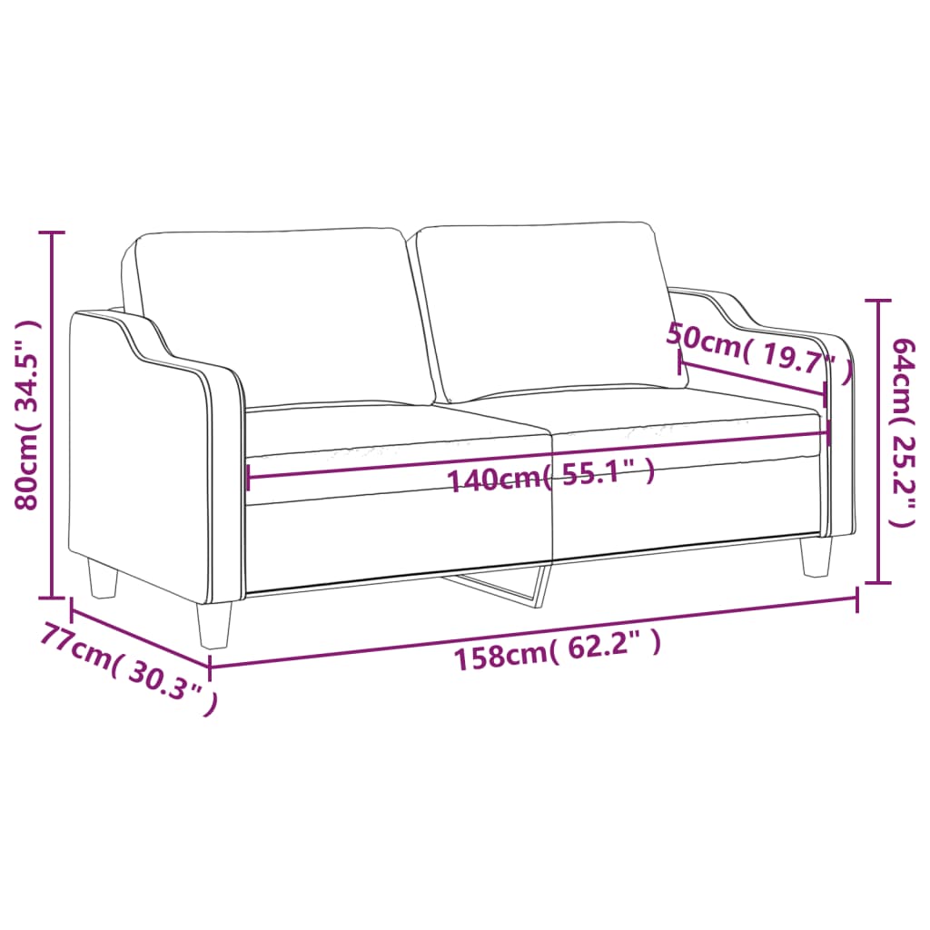 Tweezitsbank Stof 140 cm Lichtgrijs