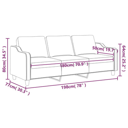 Driezitsbank Stof Kleurig 180 cm Crème