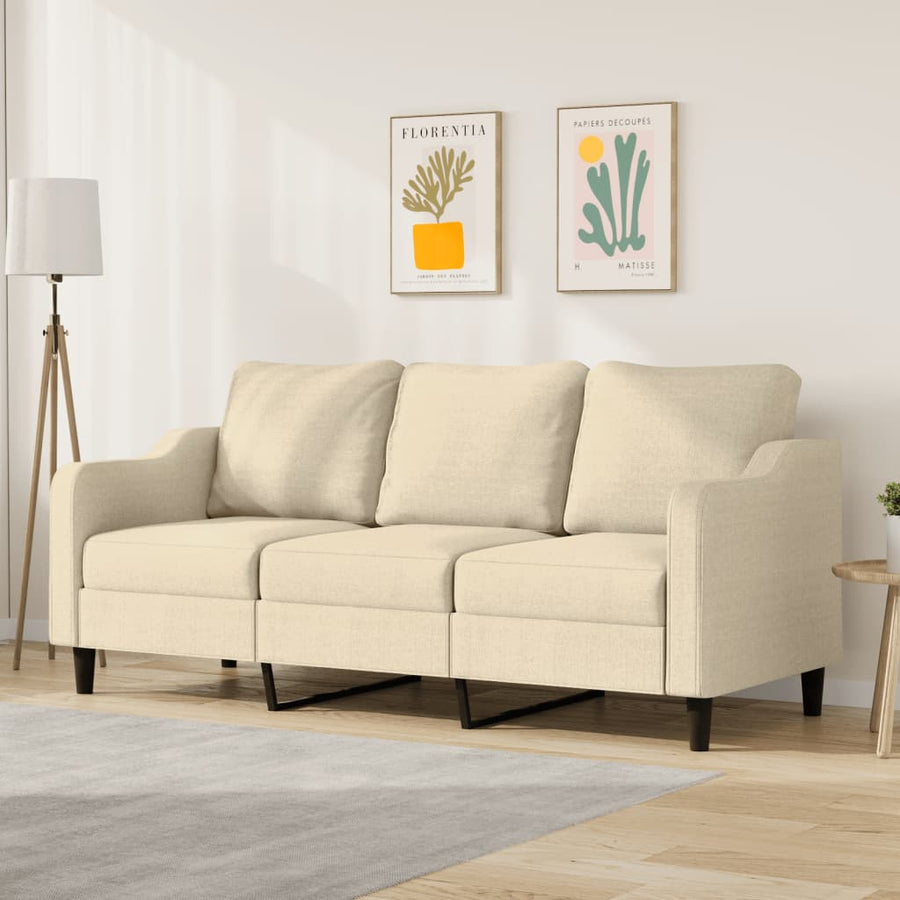 Driezitsbank Stof Kleurig 180 cm Crème