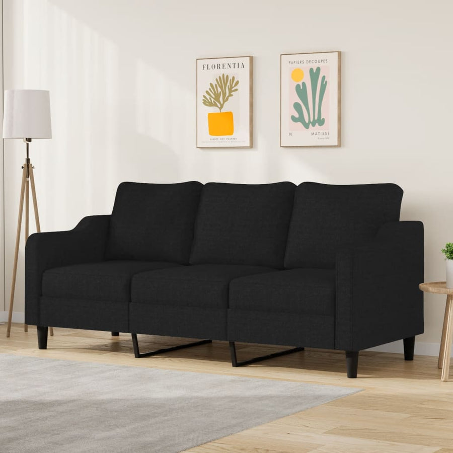 Driezitsbank Stof 180 cm Zwart