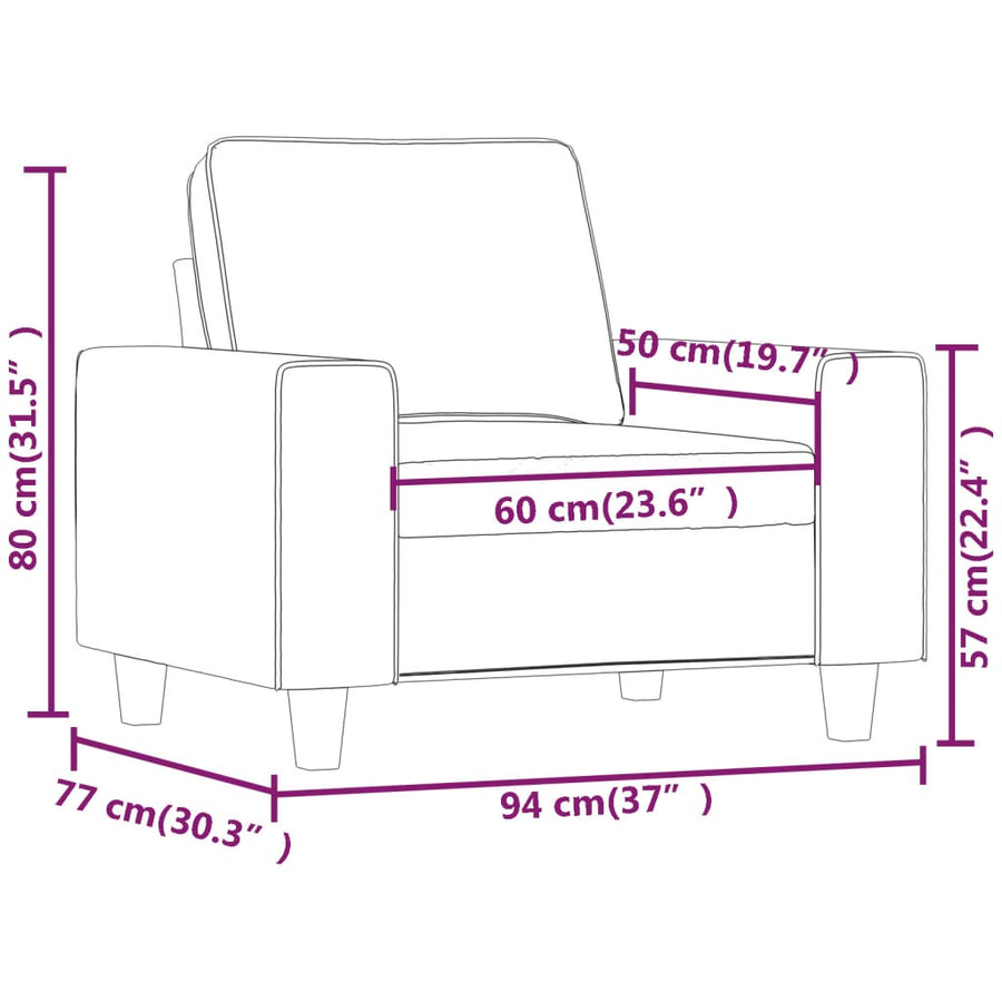 Fauteuil Stof 60 cm Zwart