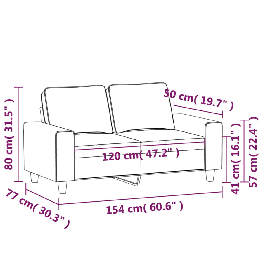 Tweezitsbank Stof 120 cm Taupe