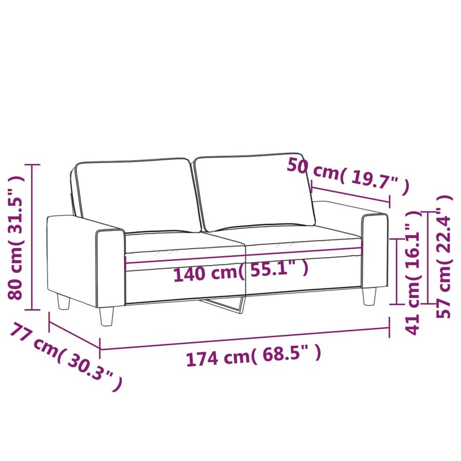Tweezitsbank Stof 140 cm Lichtgrijs