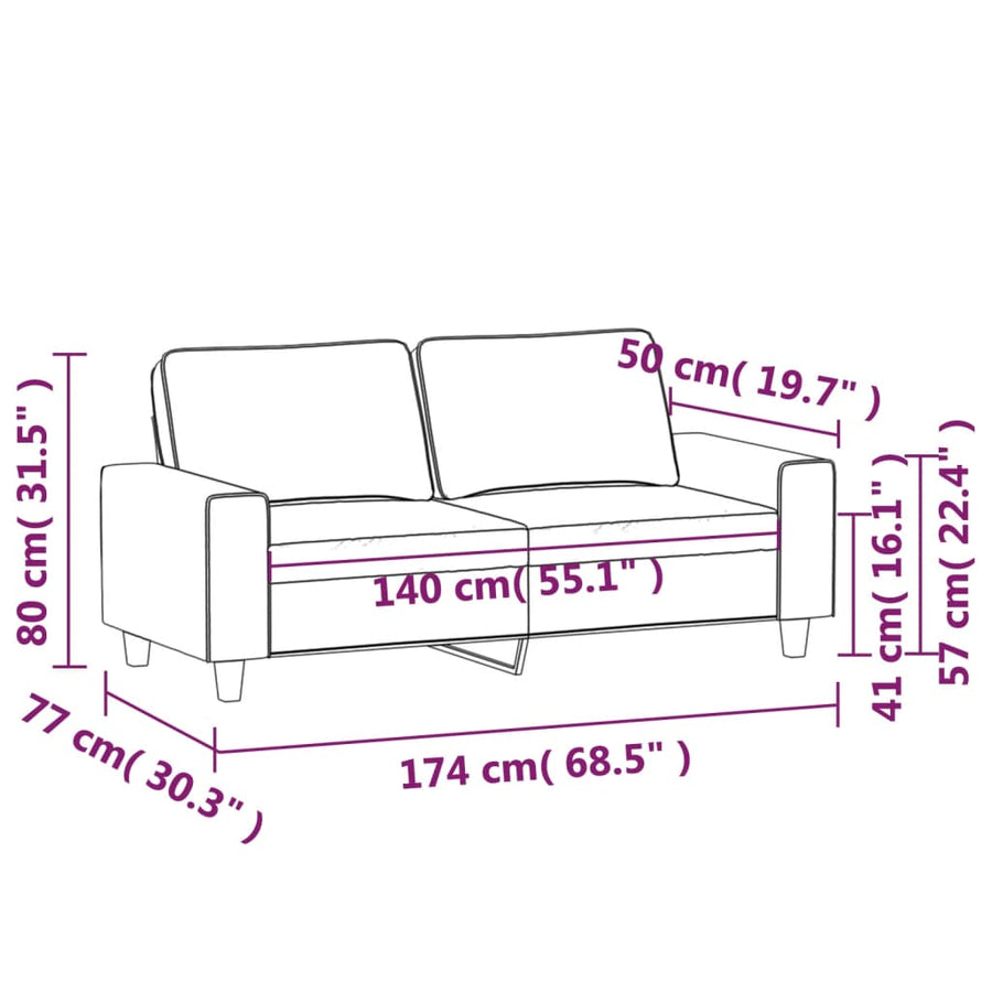 Tweezitsbank Stof Kleurig 140 cm Crème