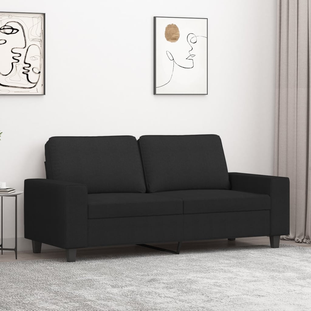 Tweezitsbank Stof 140 cm Zwart