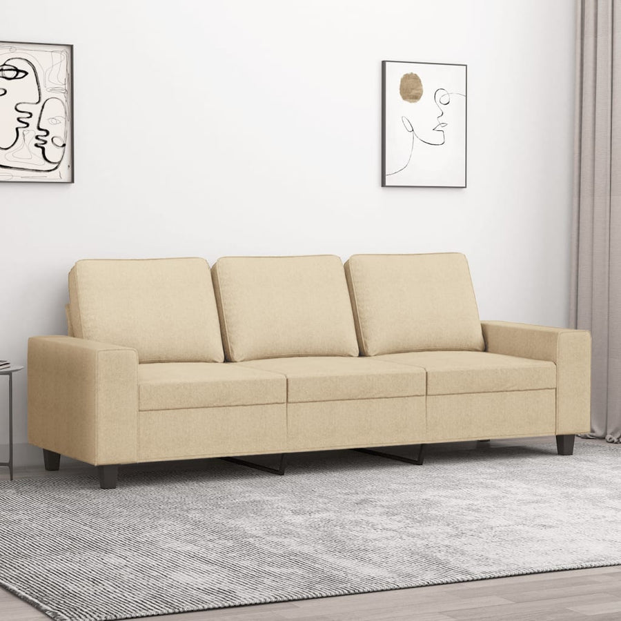 Driezitsbank Stof Kleurig 180 cm Crème