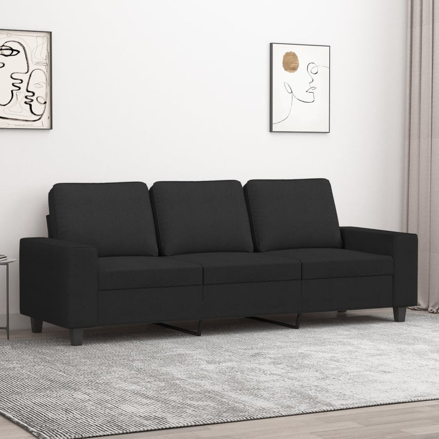 Driezitsbank Stof 180 cm Zwart