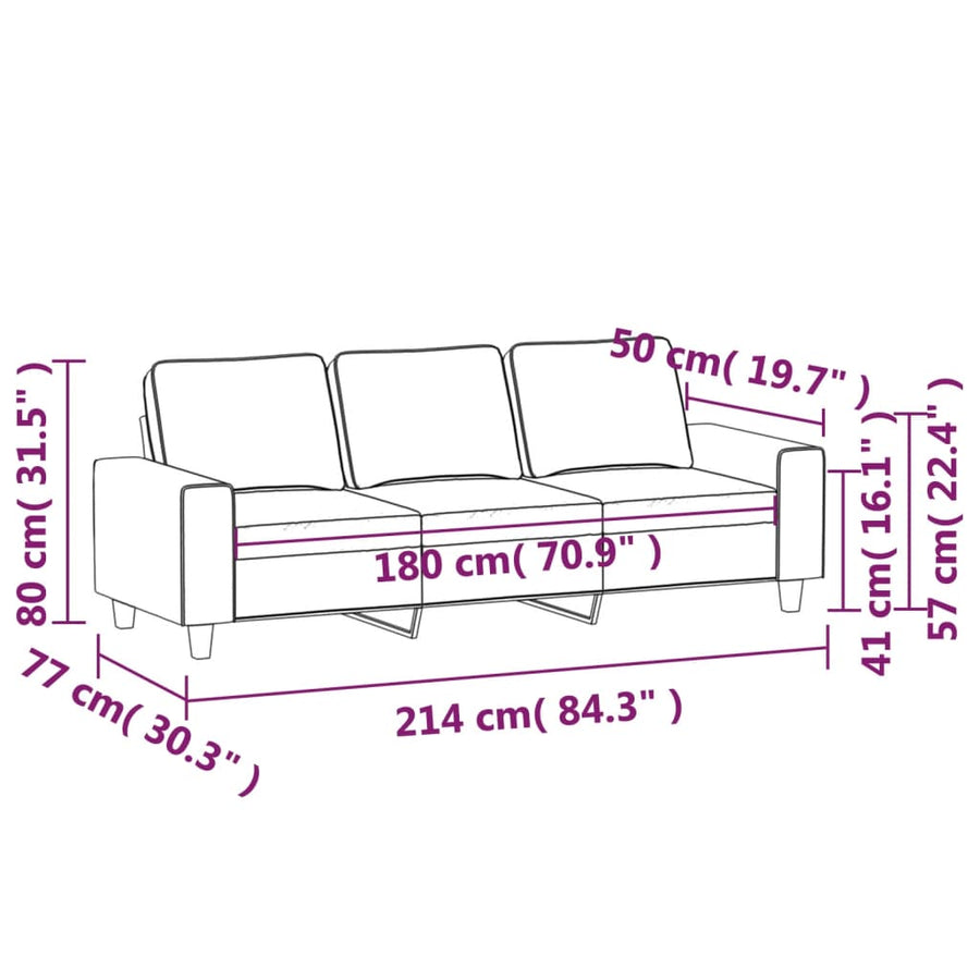 Driezitsbank Stof 180 cm Lichtgeel