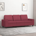 Three-seater sofa 180 cm fabric wine red