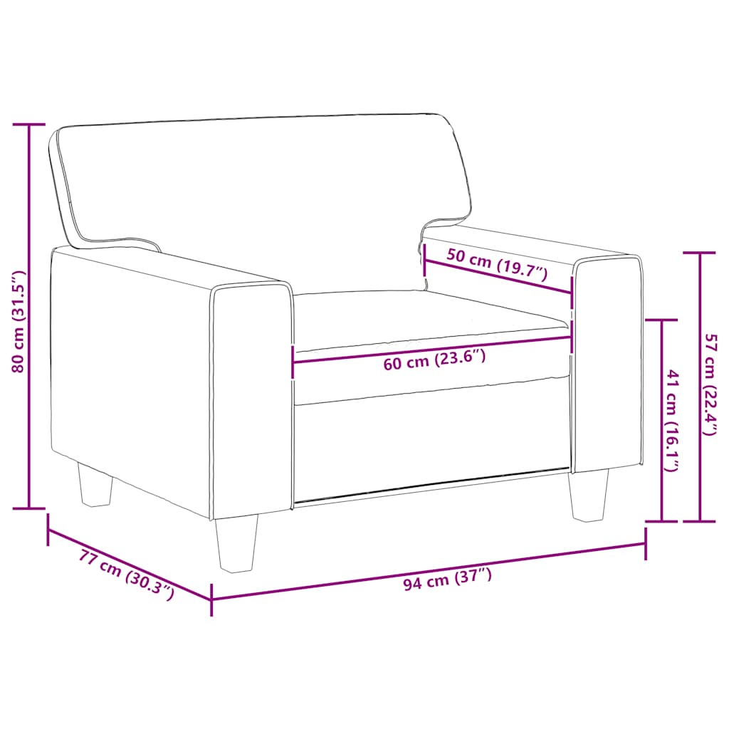 Fauteuil 60 cm kunstleer crèmekleurig