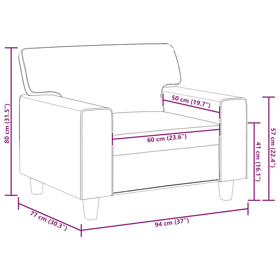 Fauteuil 60 cm kunstleer crèmekleurig
