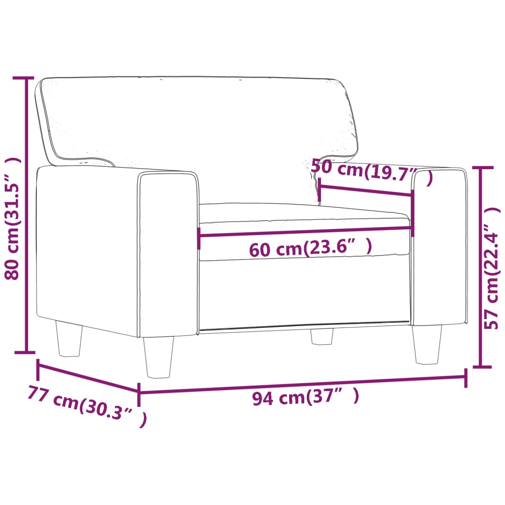 Fauteuil 60 cm kunstleer grijs 60 cm Grijs