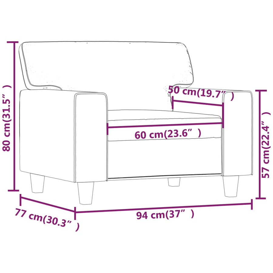 Fauteuil 60 cm kunstleer wijnrood 60 cm Wijnrood