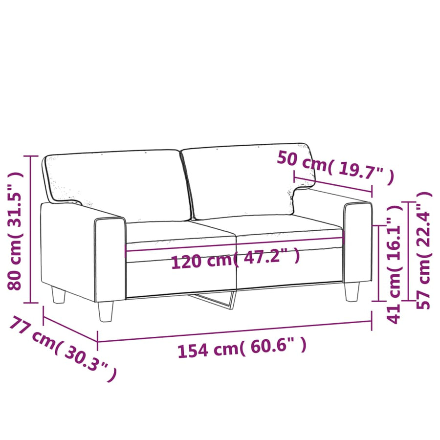 Tweezitsbank 120 cm kunstleer grijs 120 cm Grijs