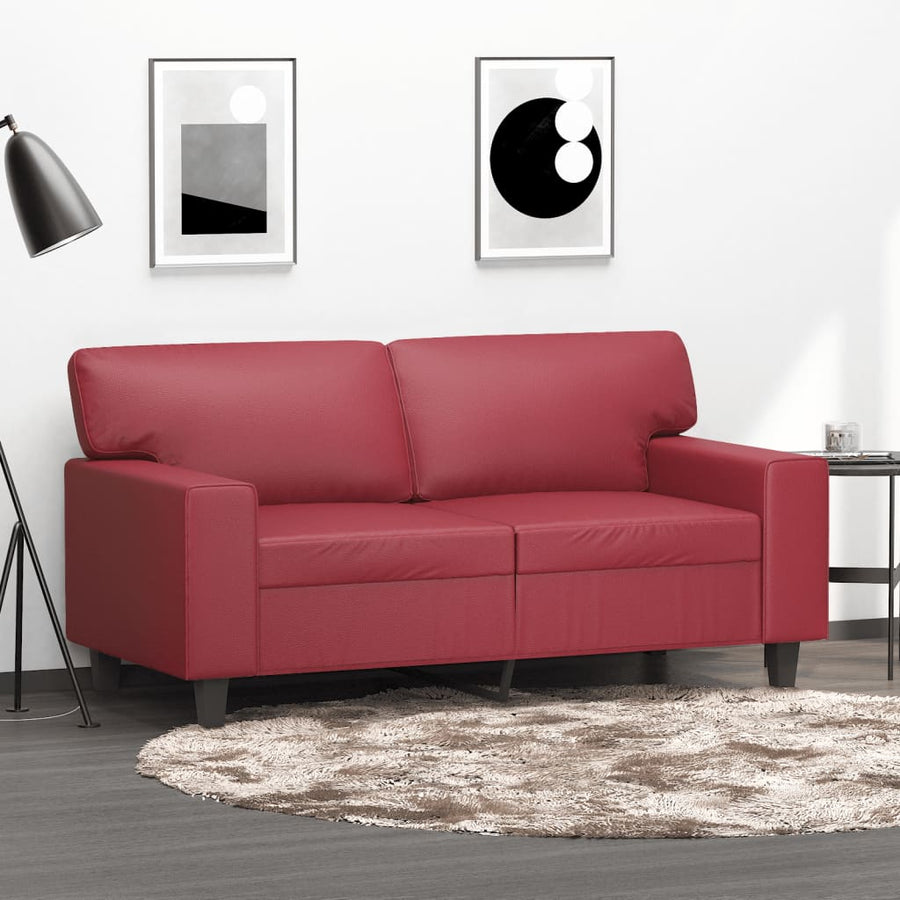 Tweezitsbank 120 cm kunstleer wijnrood 120 cm Wijnrood