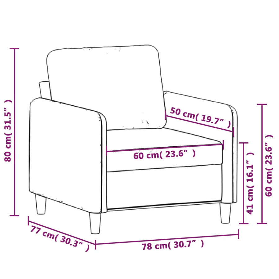 Fauteuil Fluweel 60 cm Bruin